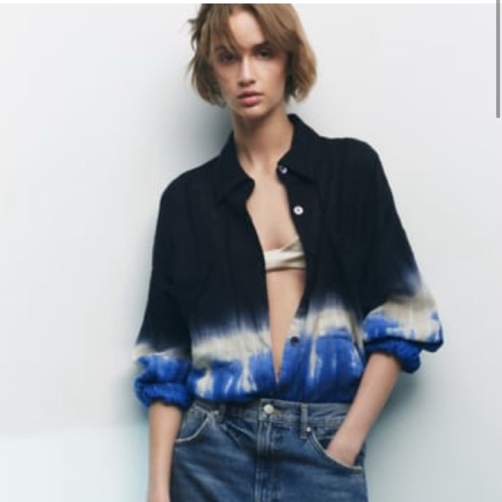 Oversized Tie-Dye Linen Blouse